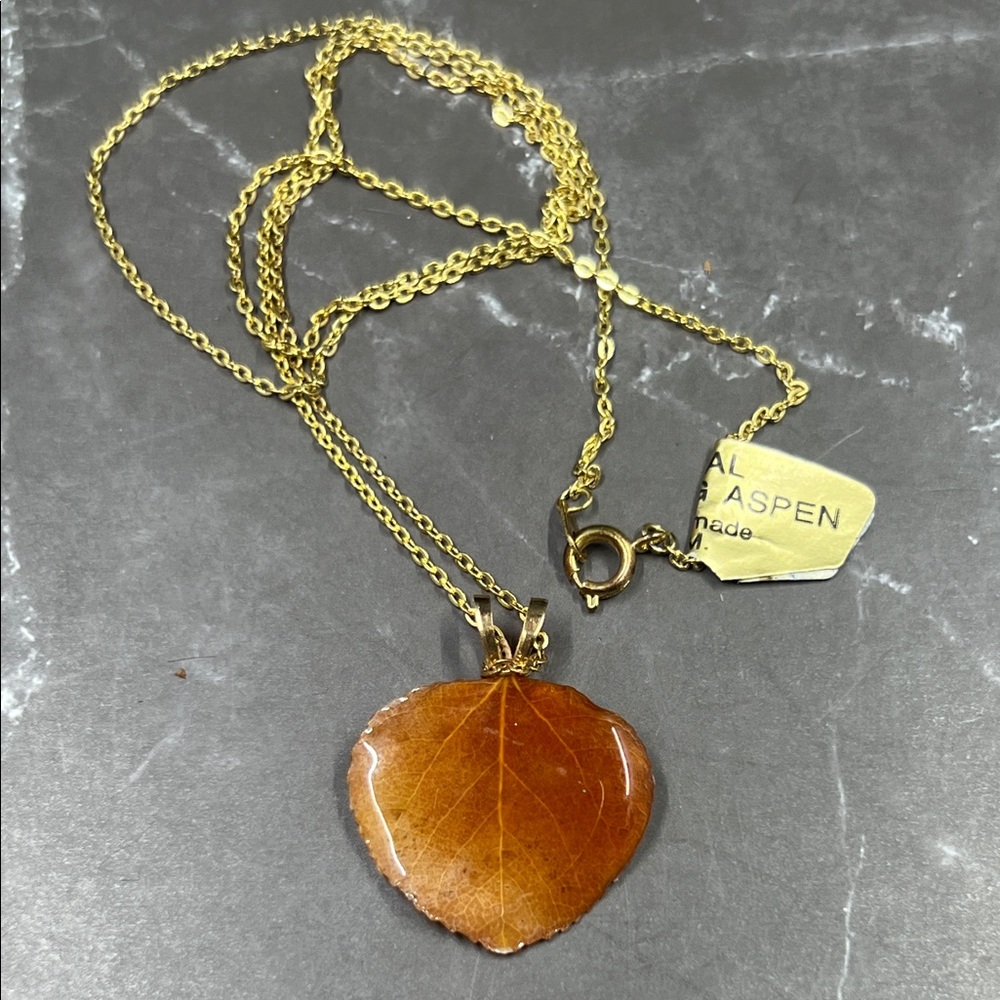Genuine Quaking Aspen Leaf Handmade Necklace